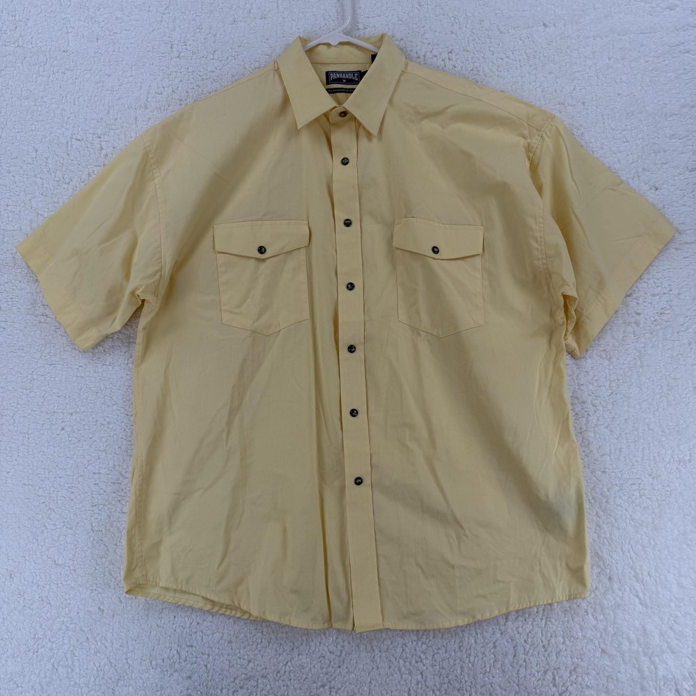 Panhandle Slim Mens XL Yellow Short Sleeve Western Snap Button Shirt 37S5139